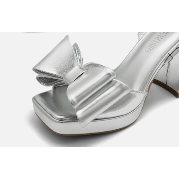 Dream Pairs Womens Bow Platform Chunky Open Toe Sandals Silver Size 9 Party - Picture 6 of 14